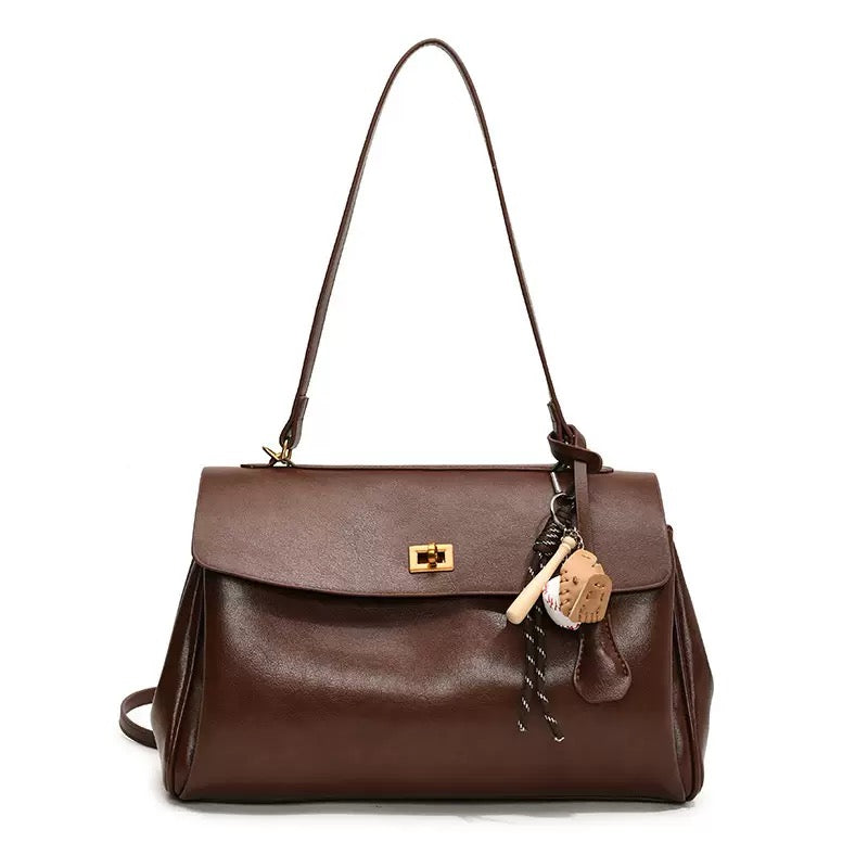 Bolso Vintage de Cuero Vegano con Herrajes Dorados