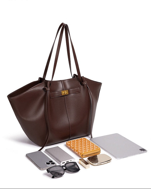 Bolso Shopper de Líneas Curvas en Cuero Vegano