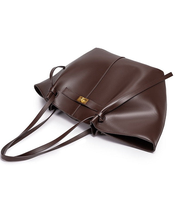 Bolso Shopper de Líneas Curvas en Cuero Vegano