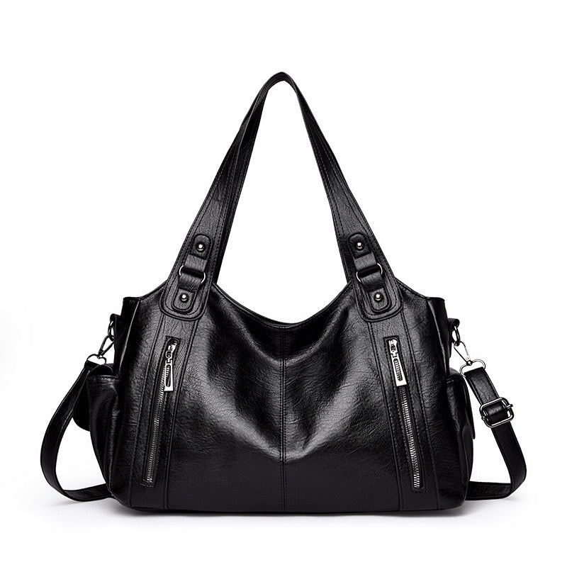 Bolso Carryall Diario de Cuero Vegano con Herrajes Plateados
