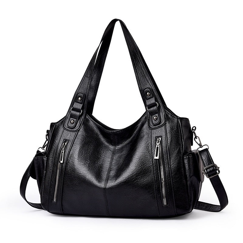 Bolso Carryall Diario de Cuero Vegano con Herrajes Plateados