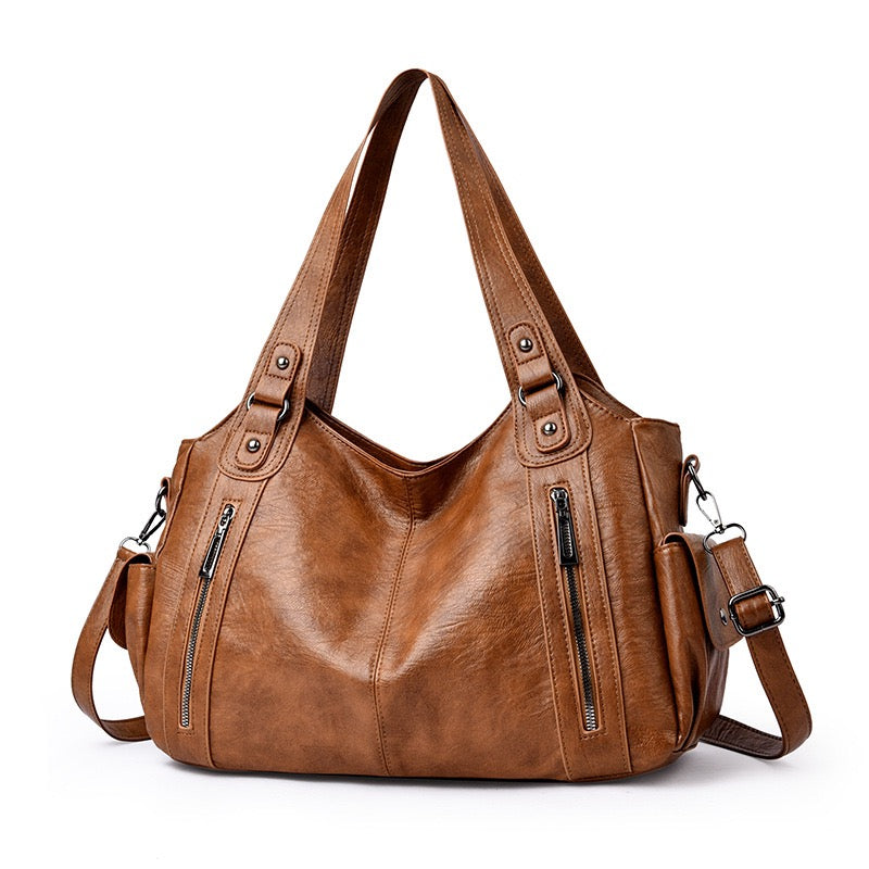 Bolso Carryall Diario de Cuero Vegano con Herrajes Plateados