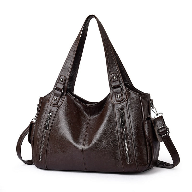 Bolso Carryall Diario de Cuero Vegano con Herrajes Plateados