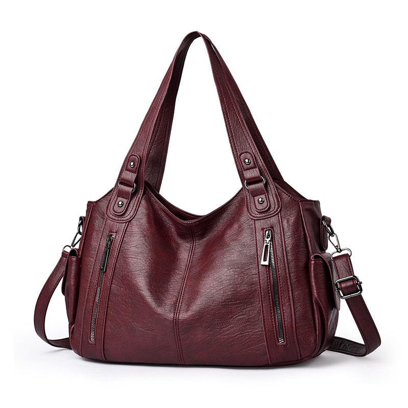 Bolso Carryall Diario de Cuero Vegano con Herrajes Plateados
