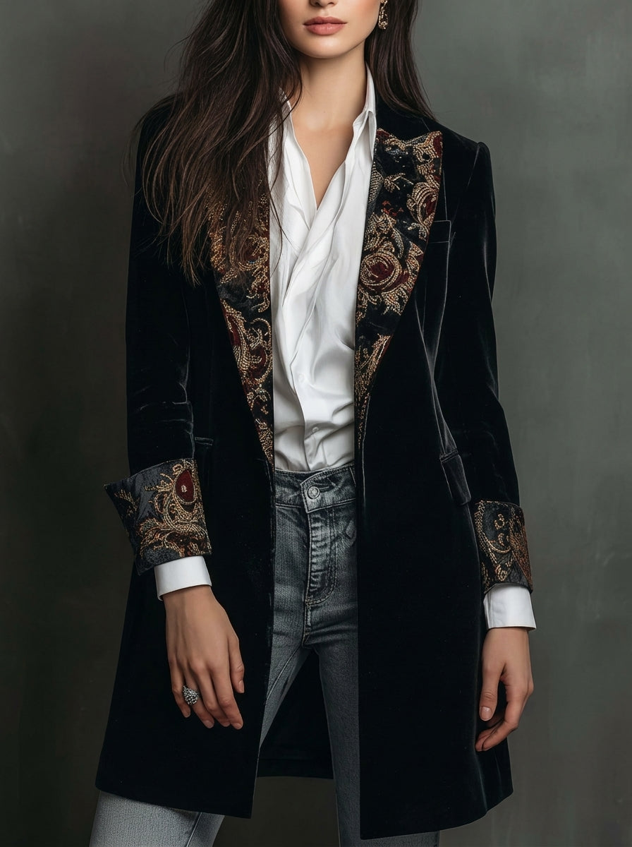 Blazer de Corte Entallado con Estampado Barroco