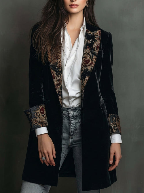 Blazer de Corte Entallado con Estampado Barroco