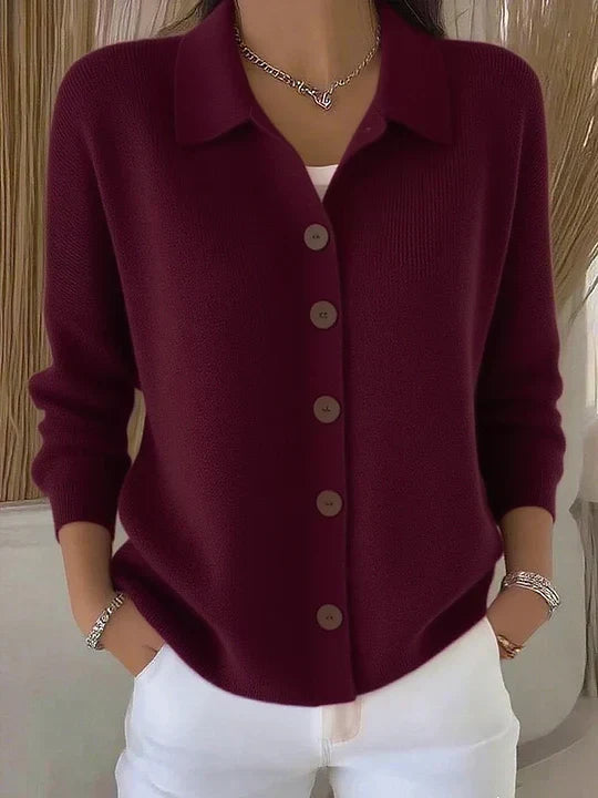 Cárdigan con Cuello y Botones Delanteros