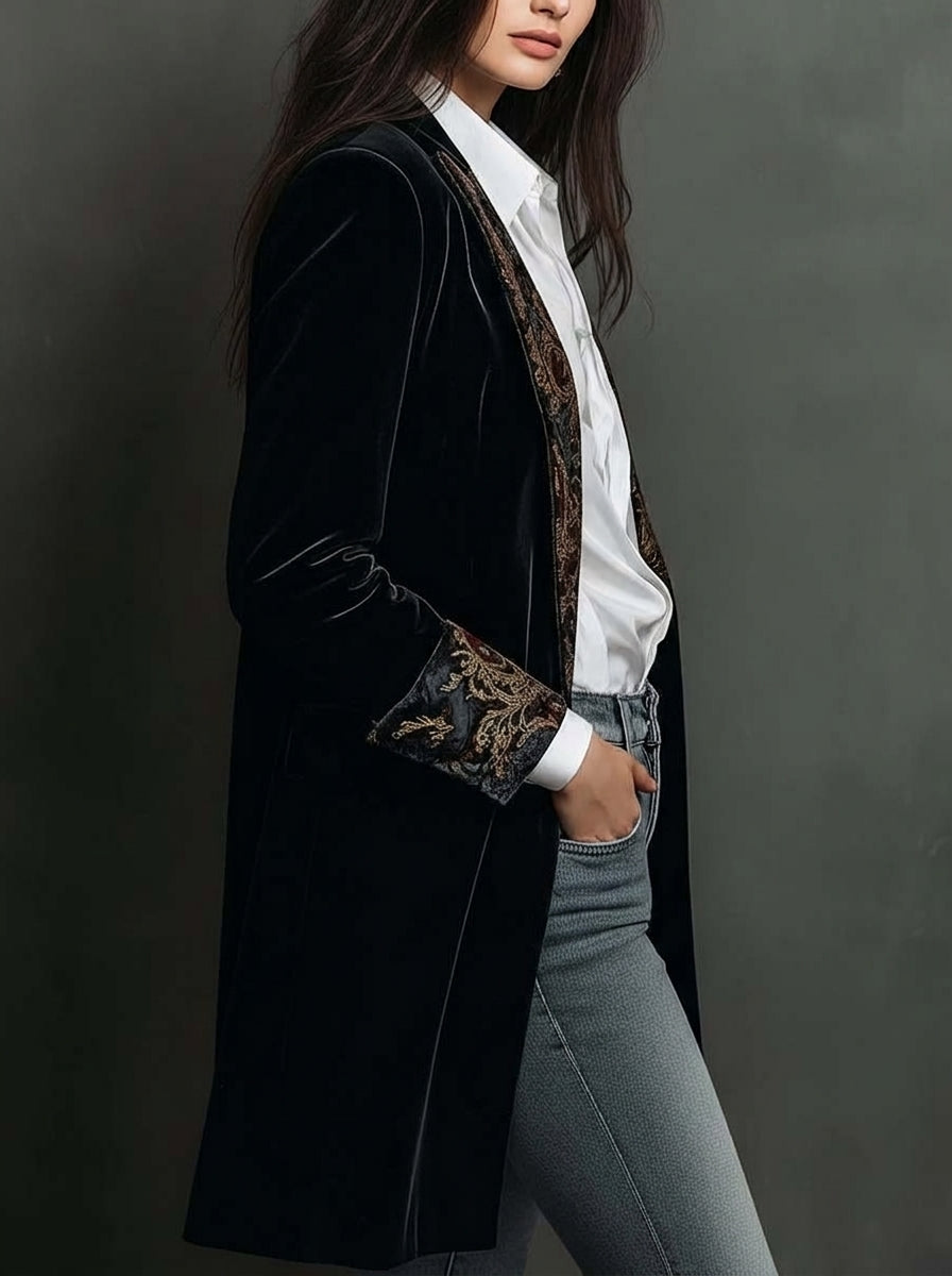 Blazer de Corte Entallado con Estampado Barroco