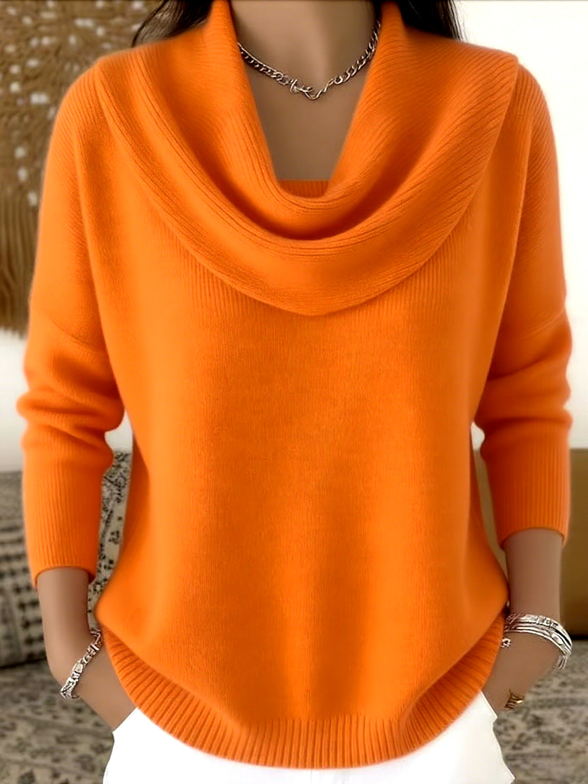 Jersey de Cuello Vuelto Drapeado