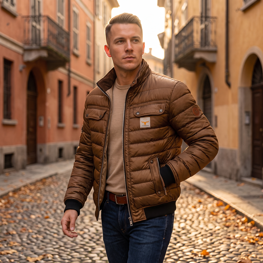 Chaqueta acolchada vintage marrón