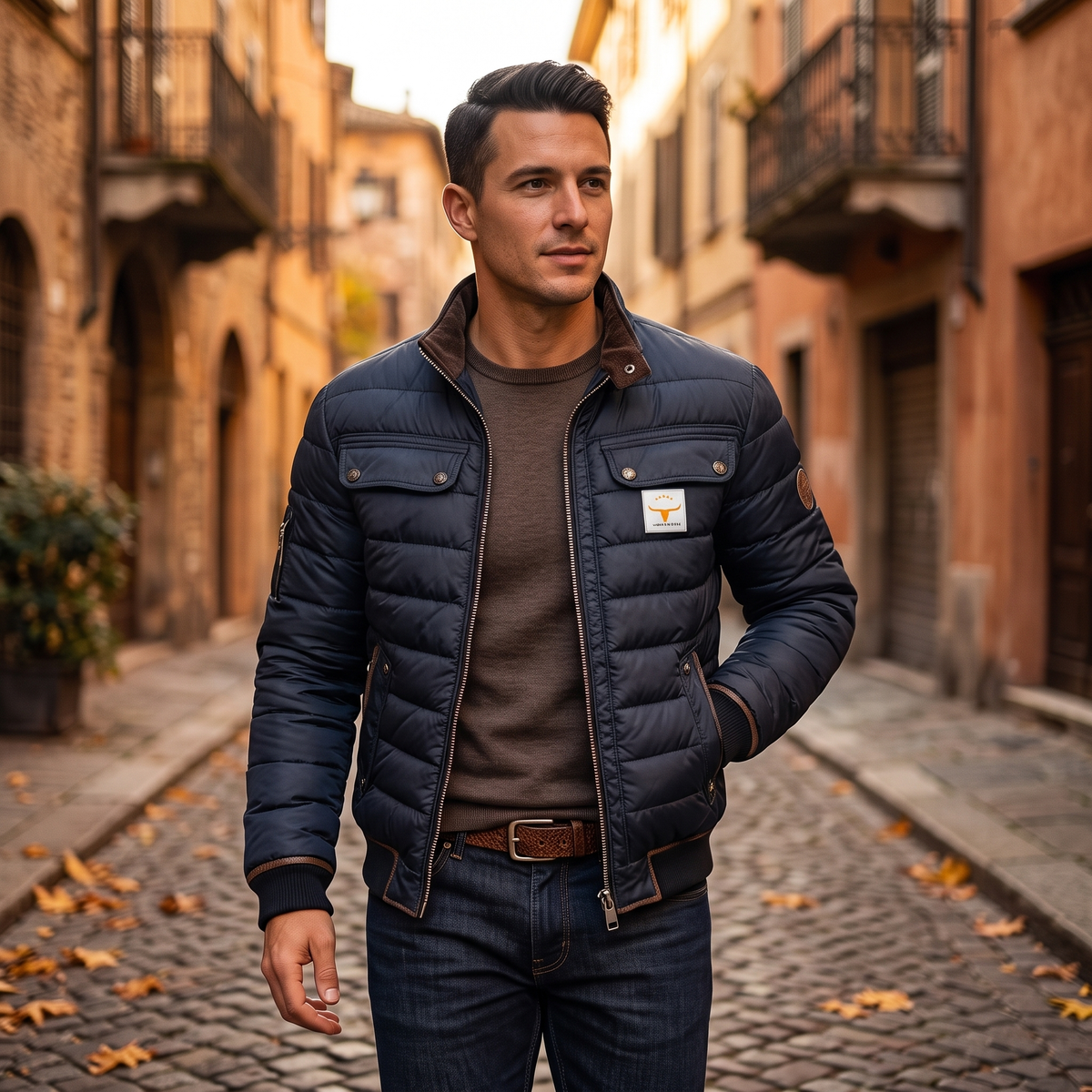 Chaqueta acolchada vintage azul marino