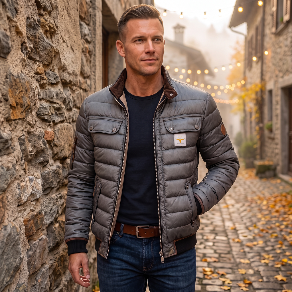 Chaqueta acolchada vintage gris