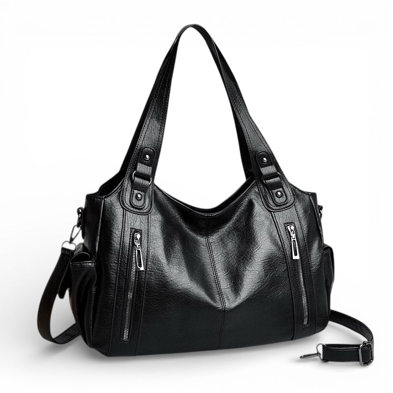 Bolso Carryall Diario de Cuero Vegano con Herrajes Plateados