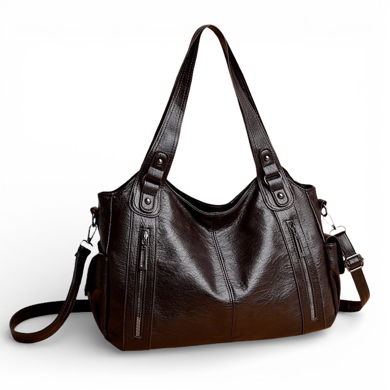 Bolso Carryall Diario de Cuero Vegano con Herrajes Plateados
