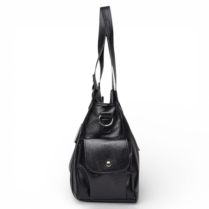 Bolso Carryall Diario de Cuero Vegano con Herrajes Plateados