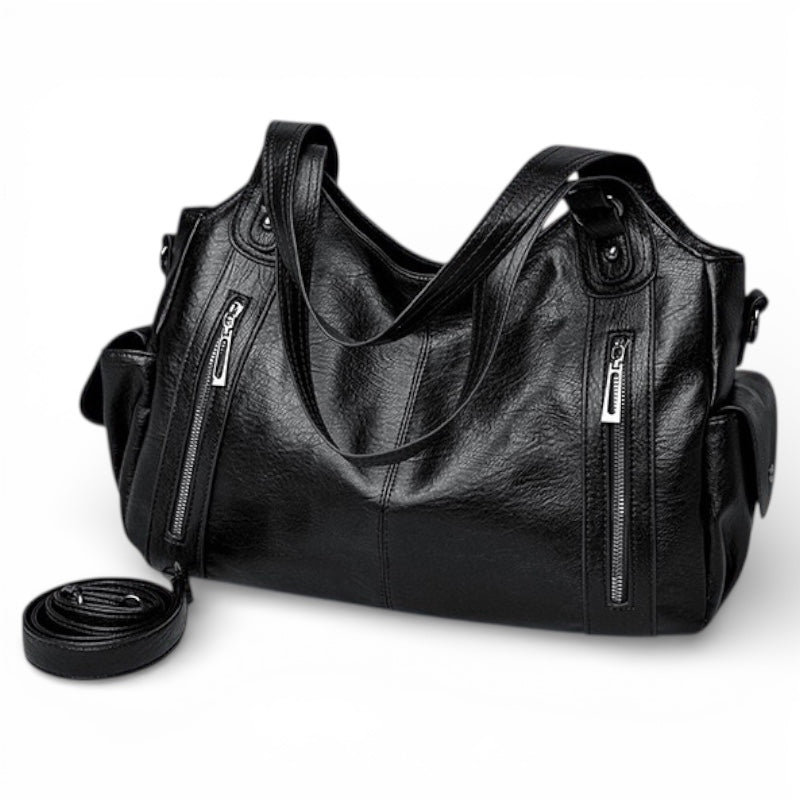 Bolso Carryall Diario de Cuero Vegano con Herrajes Plateados