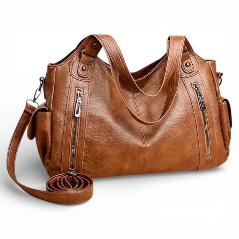 Bolso Carryall Diario de Cuero Vegano con Herrajes Plateados