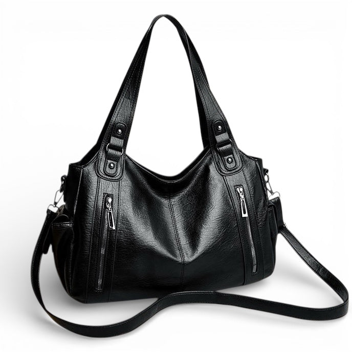 Bolso Carryall Diario de Cuero Vegano con Herrajes Plateados
