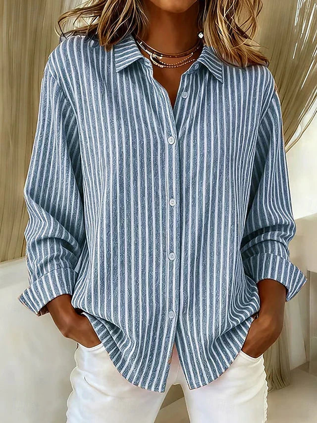 Camisa de Punto a Rayas con Botones