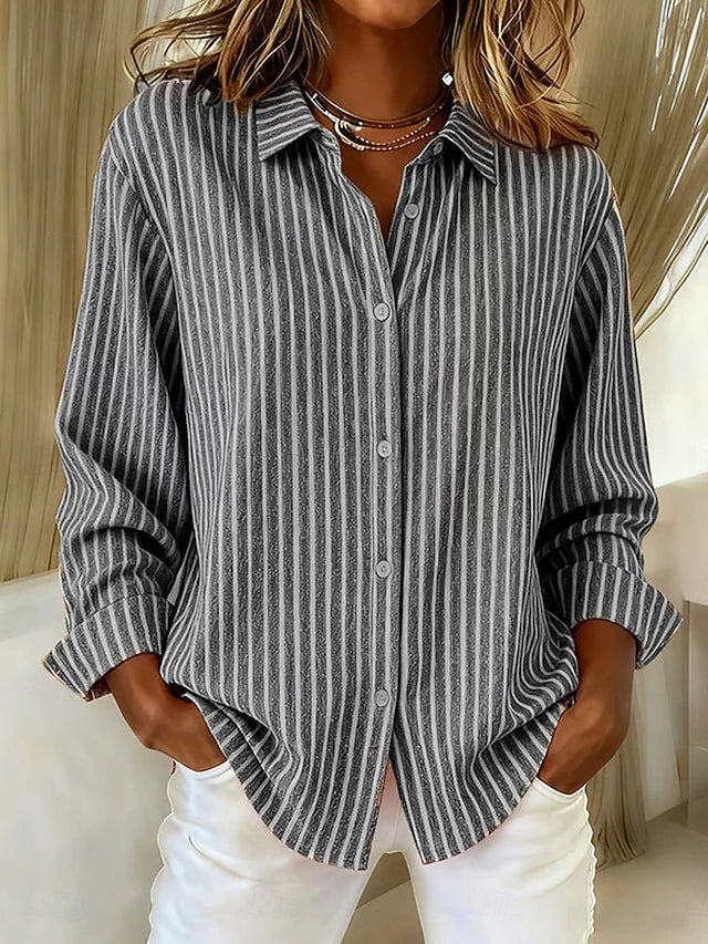 Camisa de Punto a Rayas con Botones