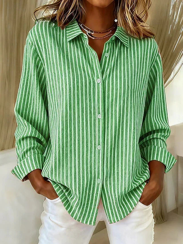 Camisa de Punto a Rayas con Botones