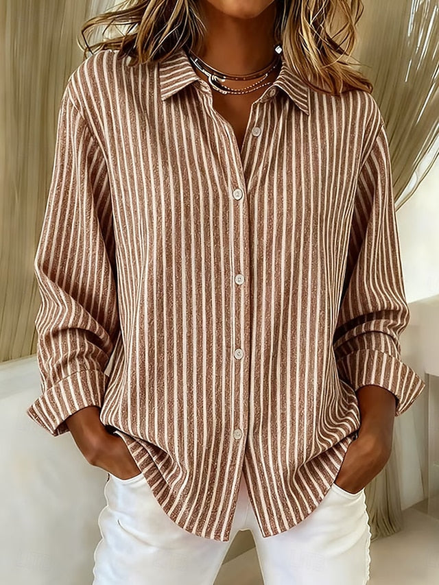 Camisa de Punto a Rayas con Botones