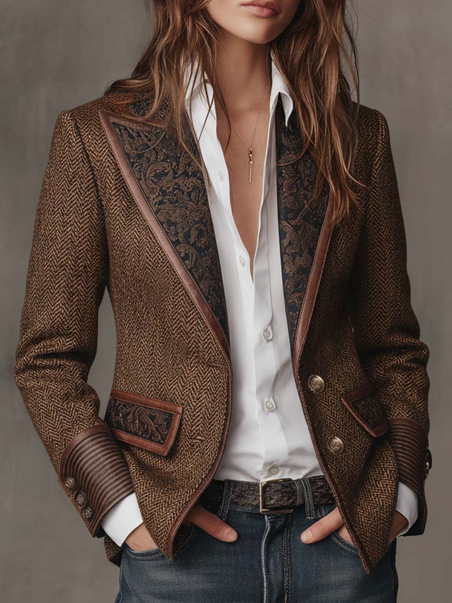 Blazer con Paneles en Espiga