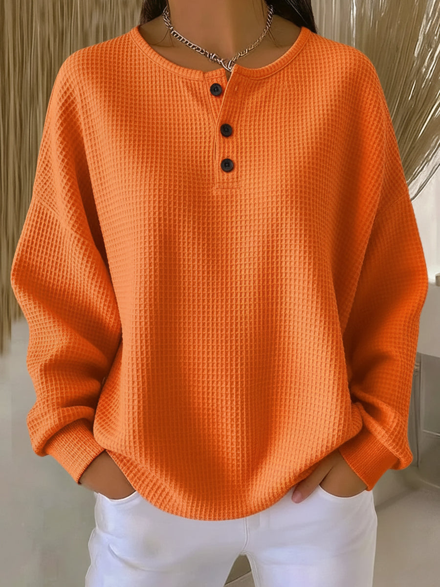 Sudadera Henley de Punto Waffle