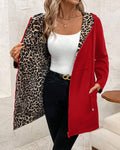 Abrigo Reversible con Capucha y Estampado Leopardo