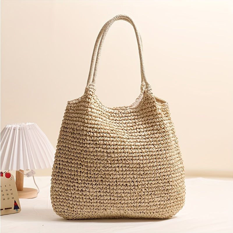 Bolso Bandolera de Paja Trenzada en Camel Claro