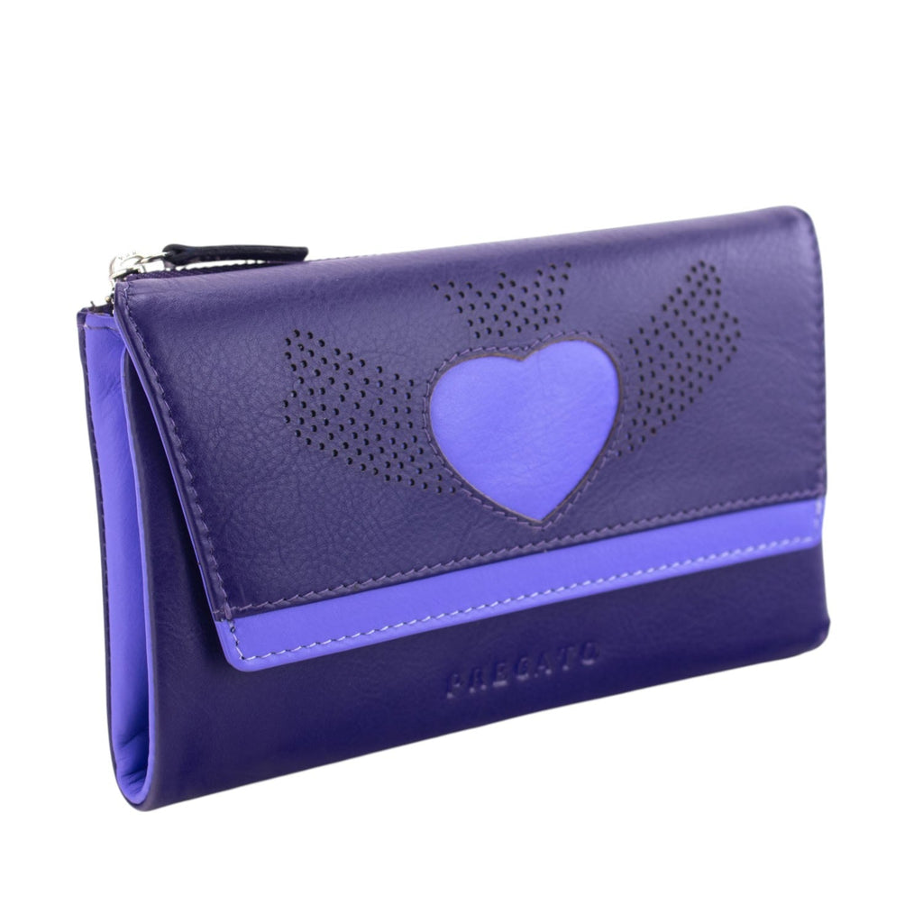 Billetero de Piel con Corazón Calado, Tono Intenso y Protección RFID