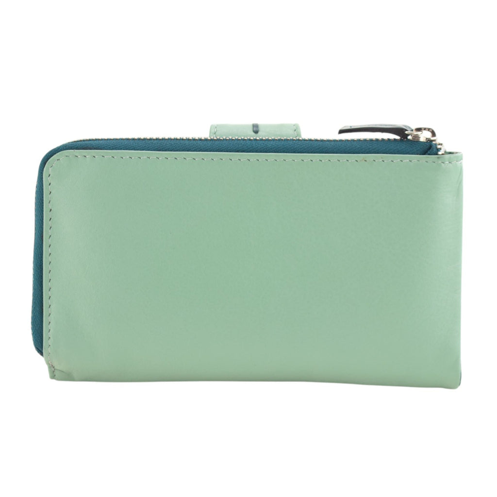 Billetero de Piel Artesanal con Costuras de Contraste, Tono Intenso