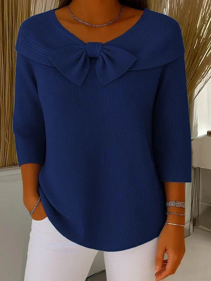 Jersey de Cuello Redondo con Lazo
