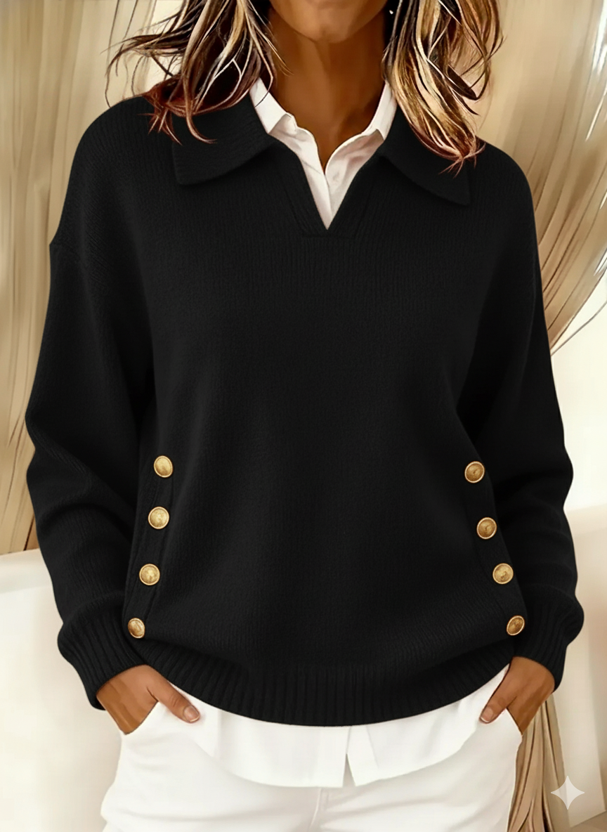 Jersey de Cuello en V con Solapa Tipo Polo