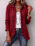 Chaqueta de Punto Rojo Rubí con Volantes