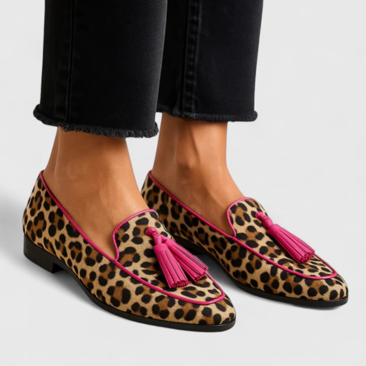Mocasines con Estampado Animal y Soporte de Arco
