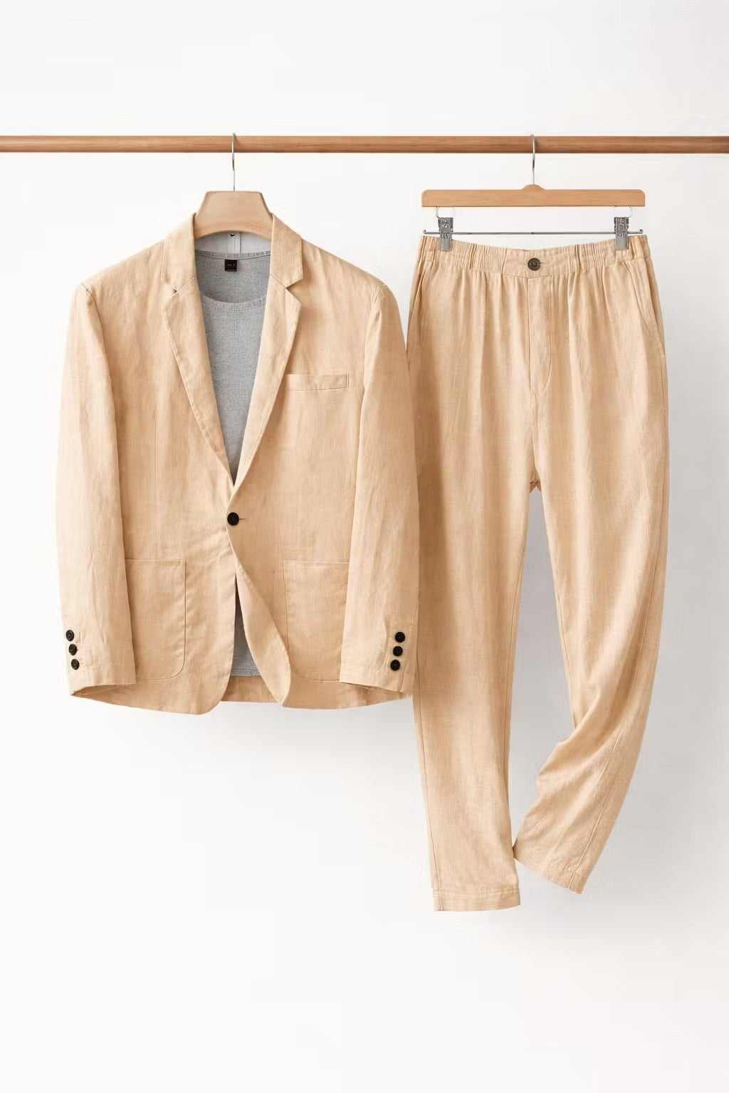 Traje de Lino de Corte Relajado con Blazer de un Botón