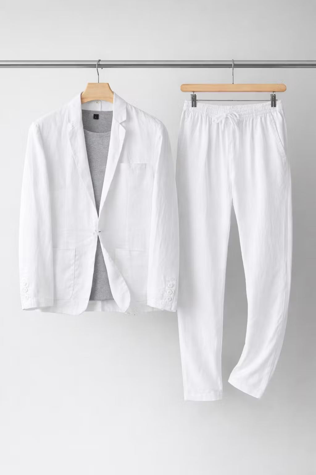 Traje de Lino de Corte Relajado con Blazer de un Botón