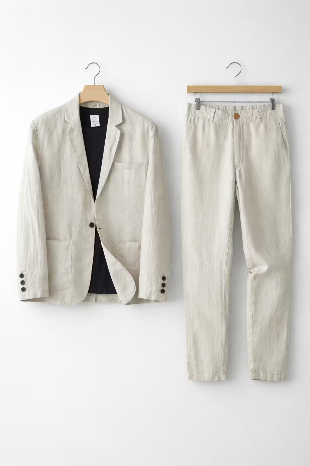 Traje de Lino de Corte Relajado con Blazer de un Botón
