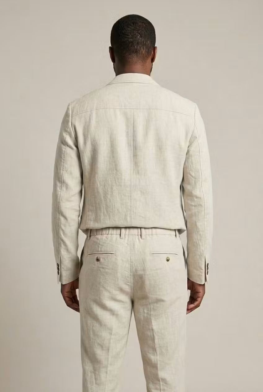 Traje de Lino de Corte Relajado con Blazer de un Botón