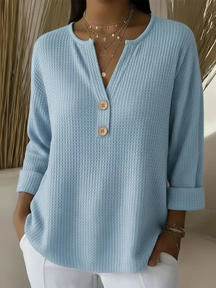 Top Henley de Punto Waffle con Botones