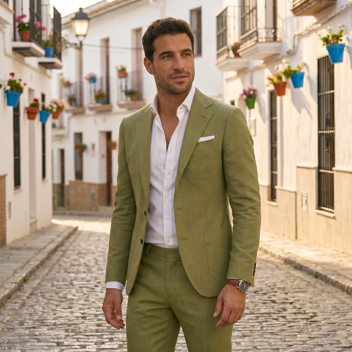 Traje de Lino de Corte Entallado para Boda