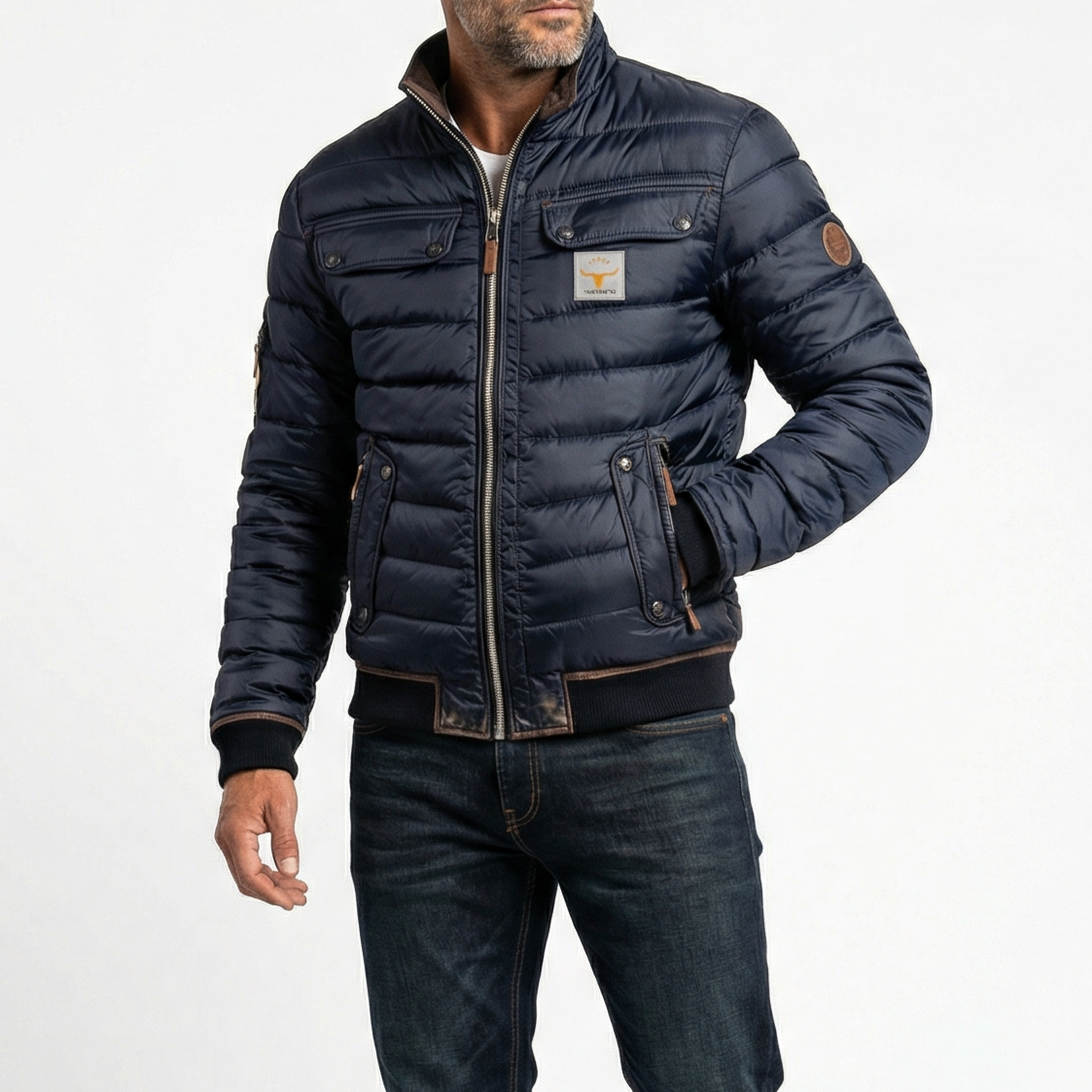 Chaqueta acolchada vintage azul marino