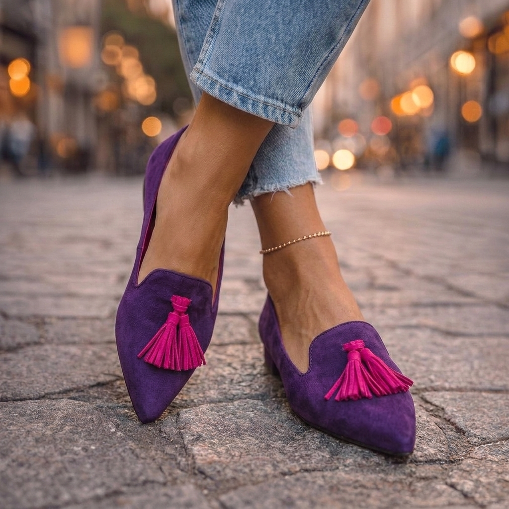 Bailarinas Puntiagudas de Franela Slip-On