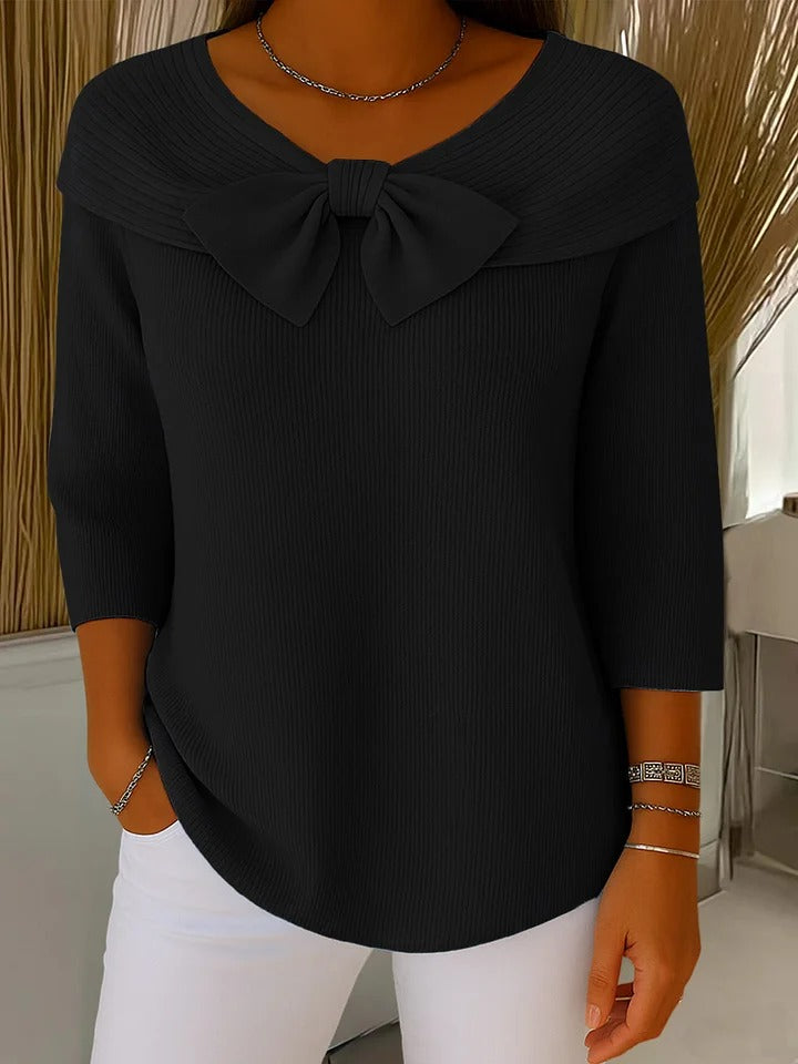 Jersey de Cuello Redondo con Lazo