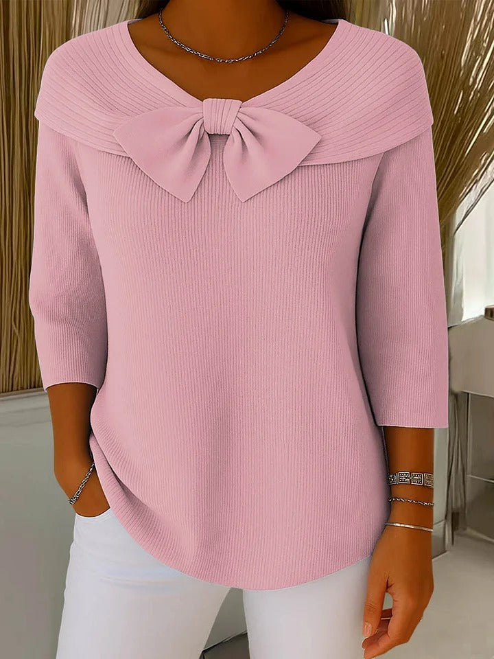 Jersey de Cuello Redondo con Lazo