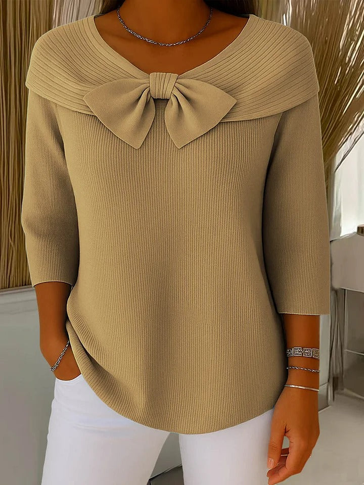 Jersey de Cuello Redondo con Lazo