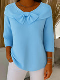 Jersey de Cuello Redondo con Lazo