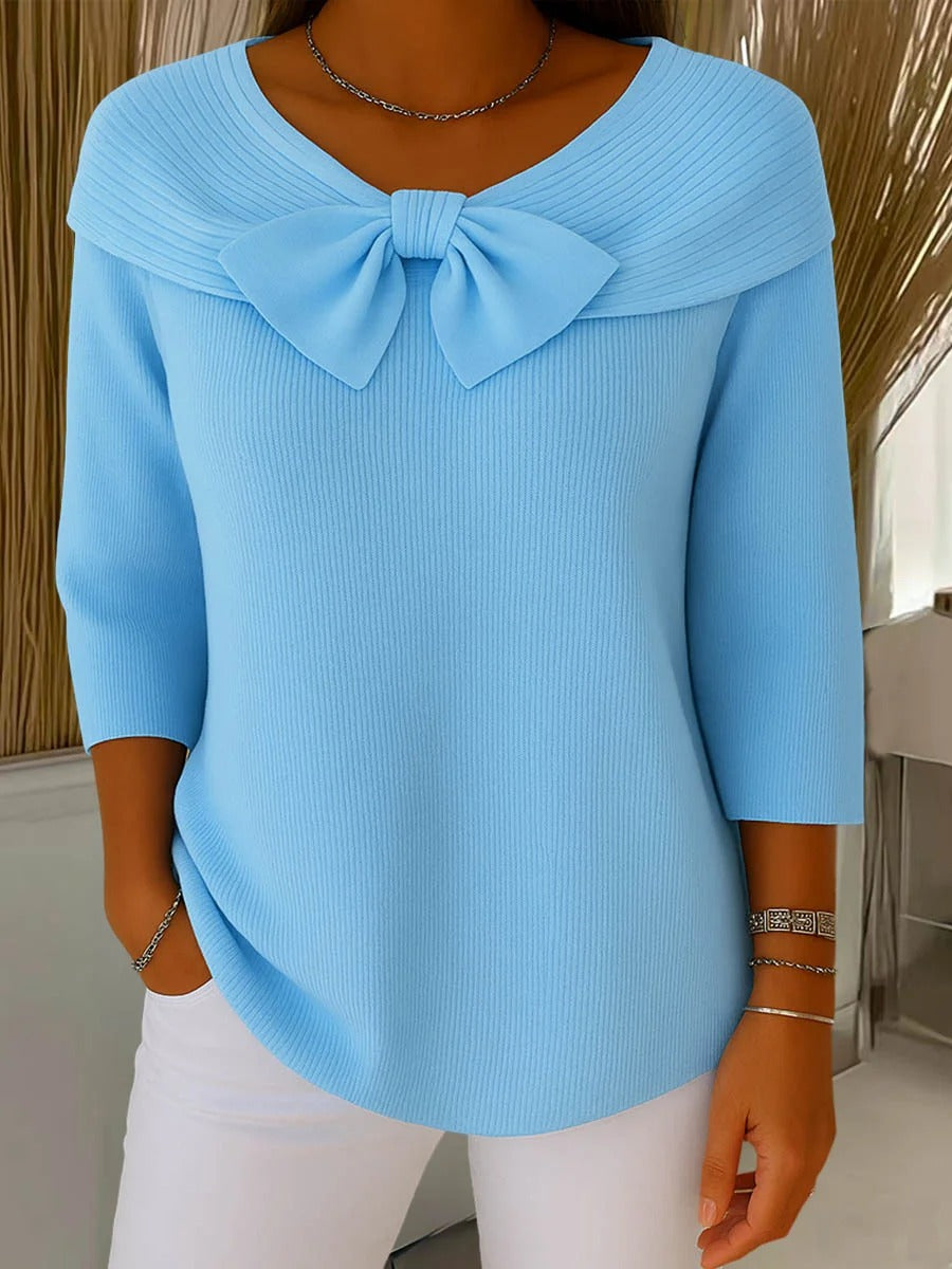 Jersey de Cuello Redondo con Lazo