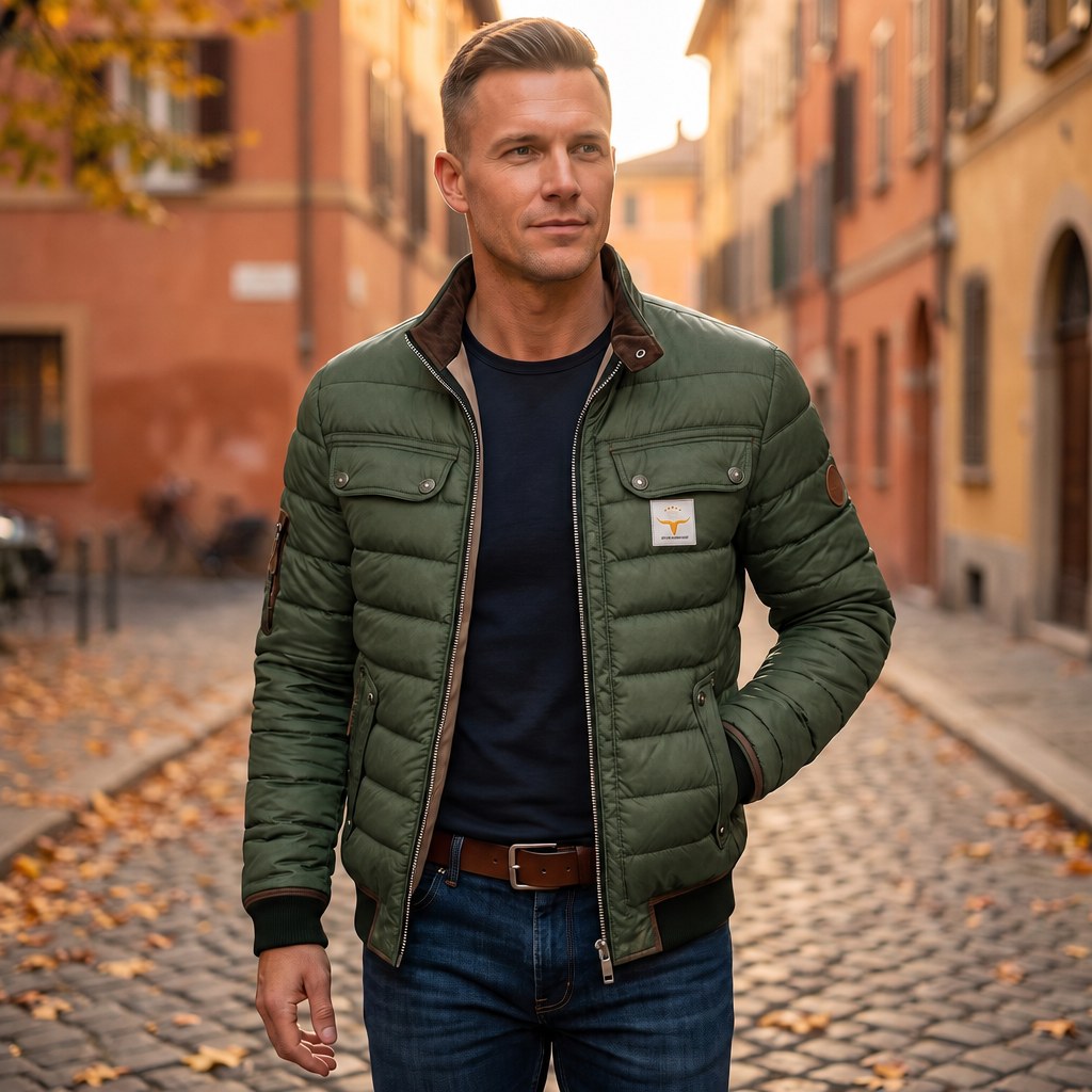 Chaqueta acolchada vintage verde